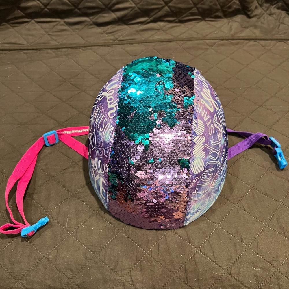 Colorful Sequin Helmet with Pink / Purple Straps